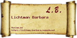 Lichtman Barbara névjegykártya